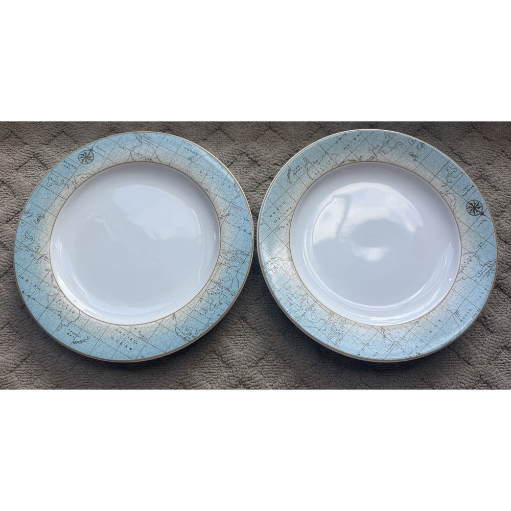 The Sakura Table Ware Lighthouse Harbor David Carter Brown Set 2 Dinner Plates